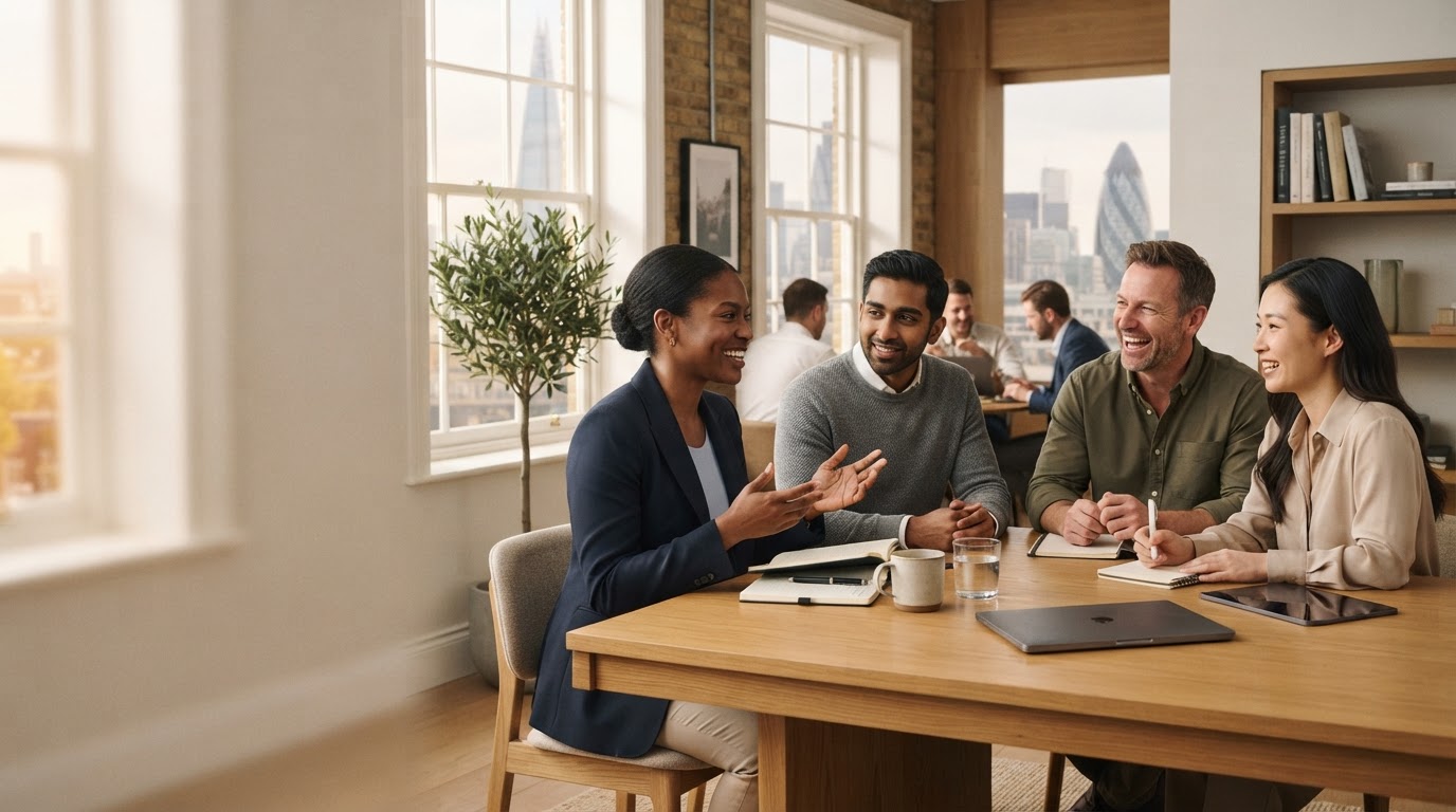 Win 1000 user reviewing a clear growth chart on a tablet in a warm, naturally lit room